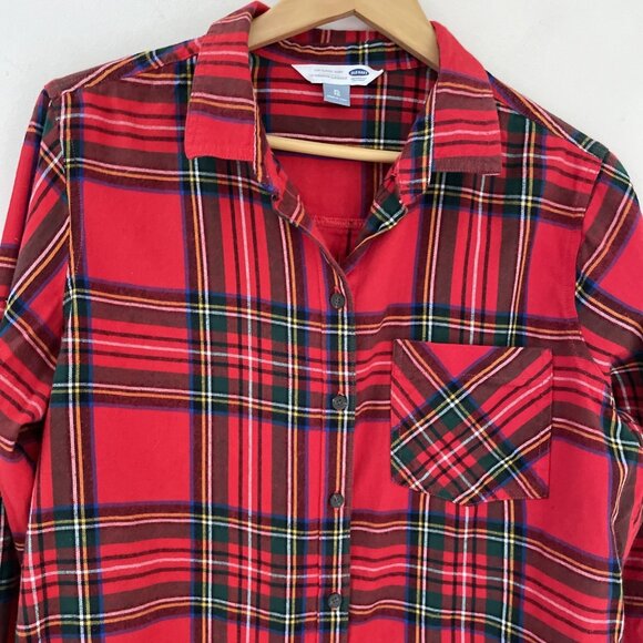 Old Navy Women's Plaid Flannel Shirt Size XL Red Button Up Swifty Preppy Cozy - Picture 2 of 7